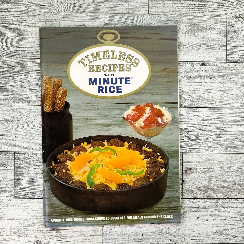 Timeless Recipes with Minute Rice Cookbook 1965 Booklet Soup to Desserts Vtg MCM